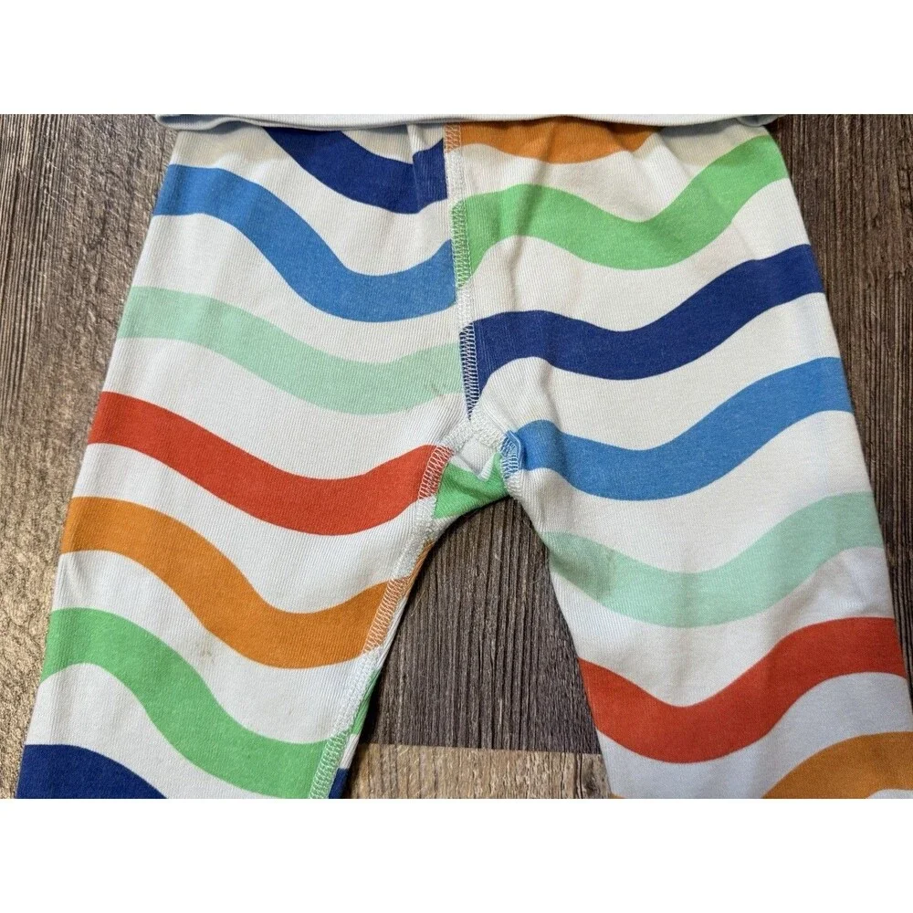Hanna Andersson Bunny Organic Cotton Pajama Set 3T Blue Rainbow Stripes Easter